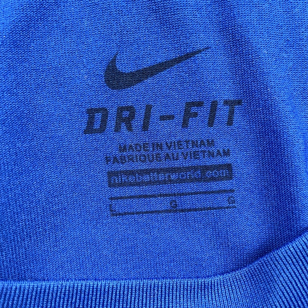 Nike Shirt Mens Large Blue Dri Fit Athletic Training Short Sleeve Swoosh Top - Picture 7 of 9